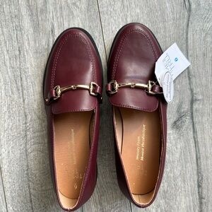 Burgundy Loafers with Gold Buckle